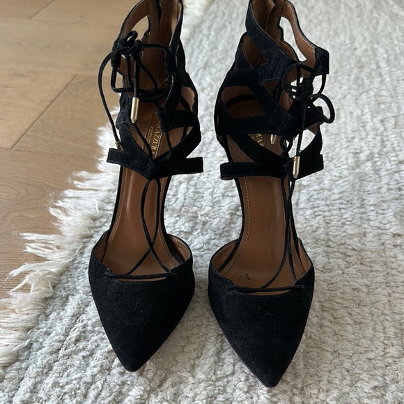 Aquazzura Black Suede Lace up Pumps main image 6